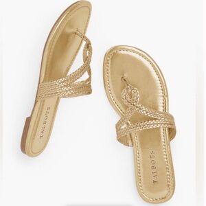 Talbots gold braided thong sandals